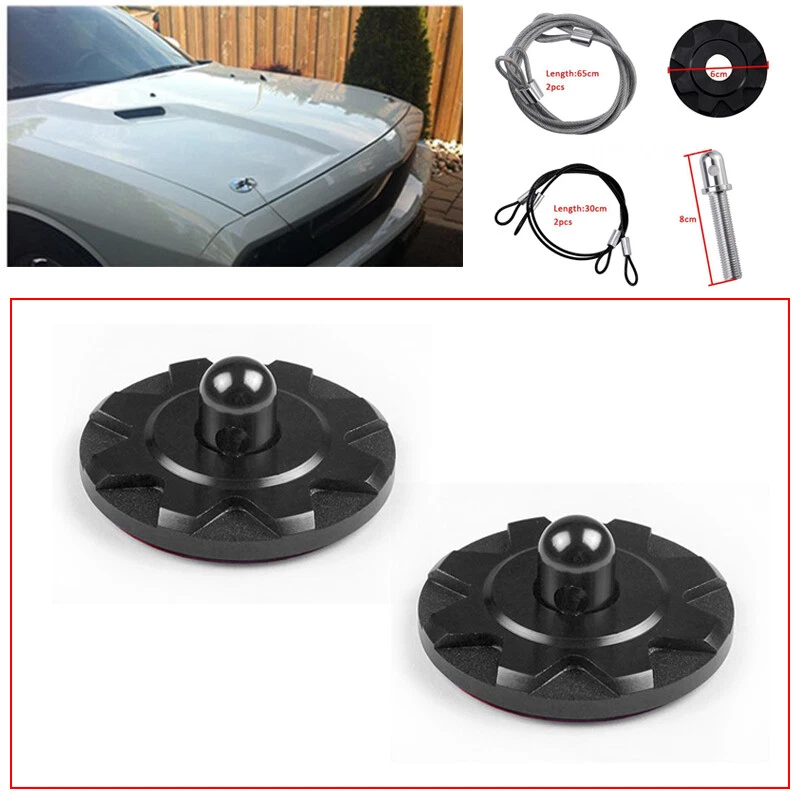 2PCS Hood Pin Appearance Kit Universal CNC Billet Aluminum With Rings Black G2M7 - Изображение 4 из 4