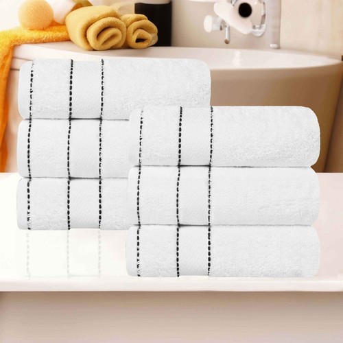 Niles Egypt Produced Giza Cotton Dobby Ultra-Plush Thick Hand Towel Set of 6 - Picture 91 of 100