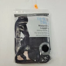 Time And Tru Women's Black Maternity Support Wicking Leggings All Trimesters M