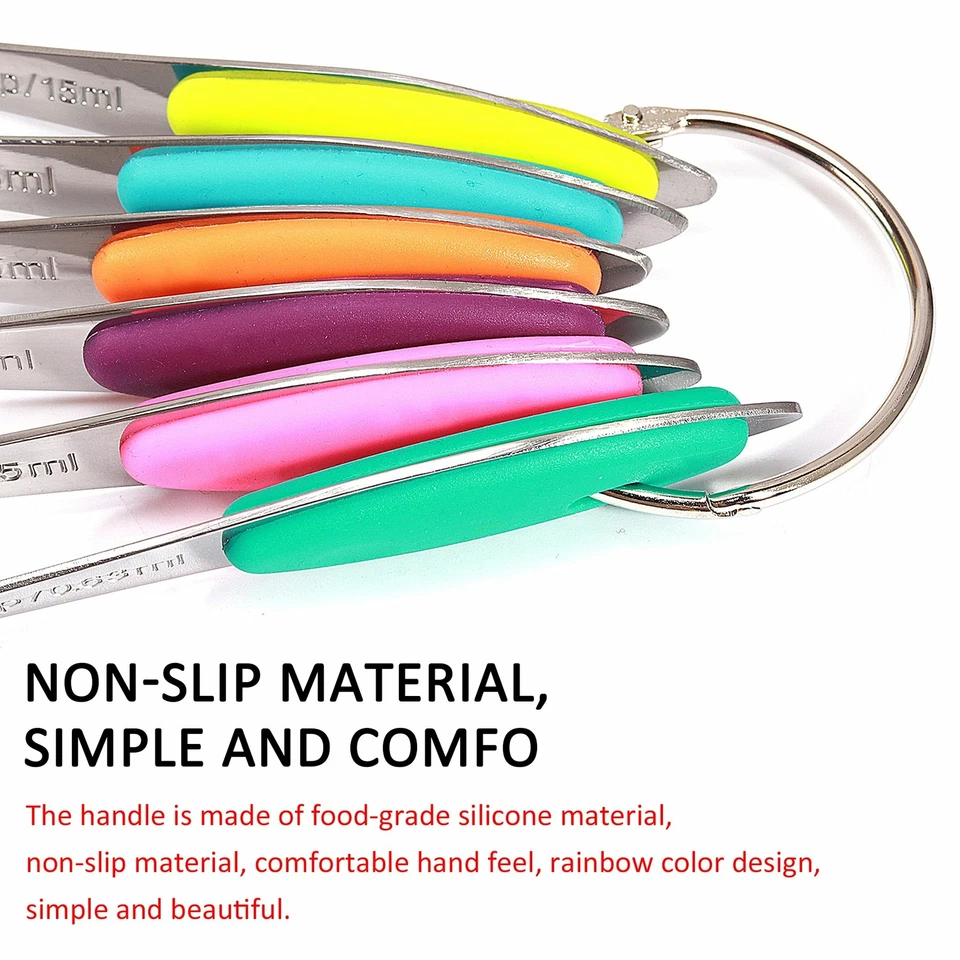 6pcs Stainless Steel Stackable Cooking Measuring Seasoning Spoons Kitchen Tool - Image 4 of 4