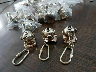 Lot Of 100 PCs Handmade Nautical Brass Ring Diving Key chain Helmet Gift Item