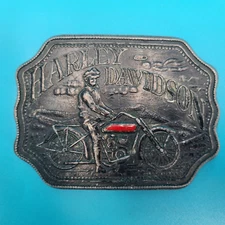 Harley Davidson Tiffany Studio NY Brass Belt Buckle Montauk Silver Co Vintage