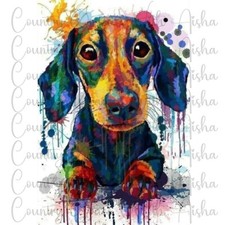 Sublimation Transfer Dachshund Puppy Watercolor Ready To Press Heat Transfer