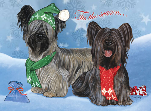 Skye Terrier Christmas Cards Set of 10 cards & 10 envelopes - Picture 1 of 1