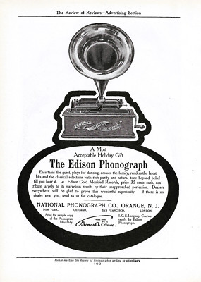 1904 Edison Phonograph - National Phonograph Co. Orange, New Jersey Holiday Ad