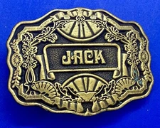 Custom Name JACK Gold Color Vintage Western Framed Belt Buckle by Oden Inc.