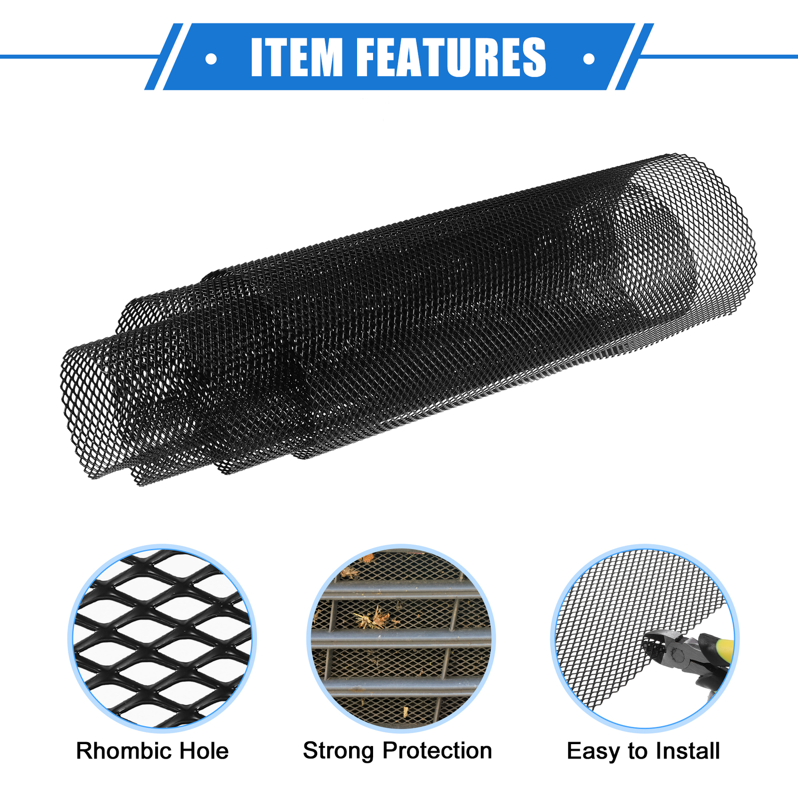 Universal Piece of 1 40"x13" Rhombic Hole Grille Mesh Sheet Air Intake