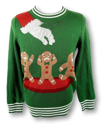 TIPSY ELVES Men's Medium Green Gingerbread Men Funny Ugly Christmas Sweater NWOT | eBay