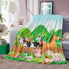 Farm Animal Throw Blanket Cute Farm Animal Blanket for Kids Soft Cozy Flannel