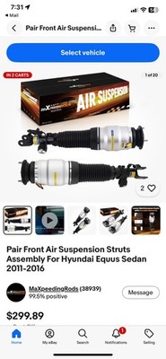 Pair Air Suspension Strut For Hyundai Equus Ultimate Sedan 4-Door 5.0L 2012-16