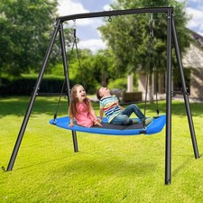 Trekassy 440lbs Metal Swing Set with 60" Platform Swing Kids Backyard Swingset