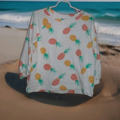 LOFT WOMANS PINEAPPLE DESIGN THICK 3/4TH SLEEVE SHIRT SIZE SMALL