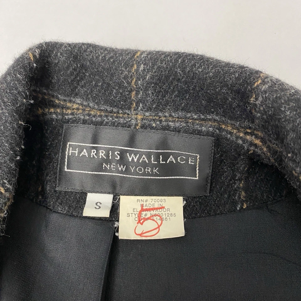 Harris Wallace Jacket Blazer Womens S Plaid Gray Wool Blend Button Up Vintage - Image 4 of 4