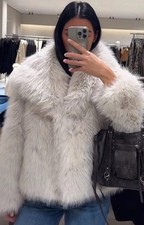 CAPPOTTO PELLICCIA SINTETICA CORTO ZARA NUOVO CON ETICHETTE DONNA SS25 $169ZW COLLEZIONE ECRÙ 4360/240 TAGLIA M