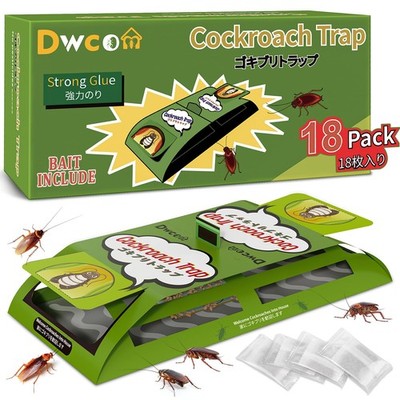 18 Pack Roach Traps Indoor, Sticky Glue for 18 Pack, Dark green