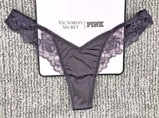 Victoria's Secret Very Sexy NWT Small Purple Lace Trim High Leg Thong Panty