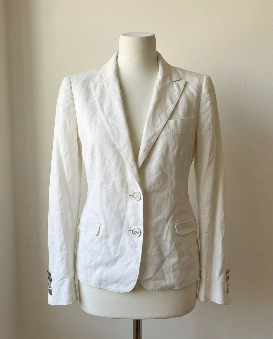 DOLCE & GABBANA GIACCA ELEGANTE DONNA TG.44 BIANCO ORIGINALE