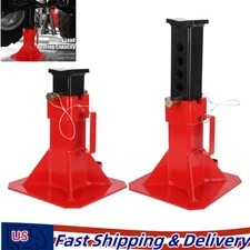 Car Jack Stands Steel 22 Ton Capacity Red Heavy Duty Pin Type 1 Pair with Lock