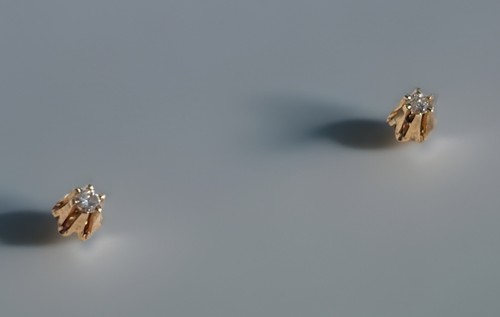 VTG 14K Yellow Gold 6 Prong Diamond Stud Earrings Petite/Tiny/1mm/2 Points NWT
