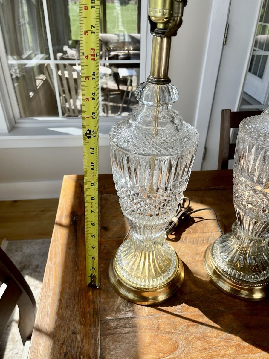 Mid Century Leviton Cut Glass Pair Of Table Lamps Brass Base | eBay