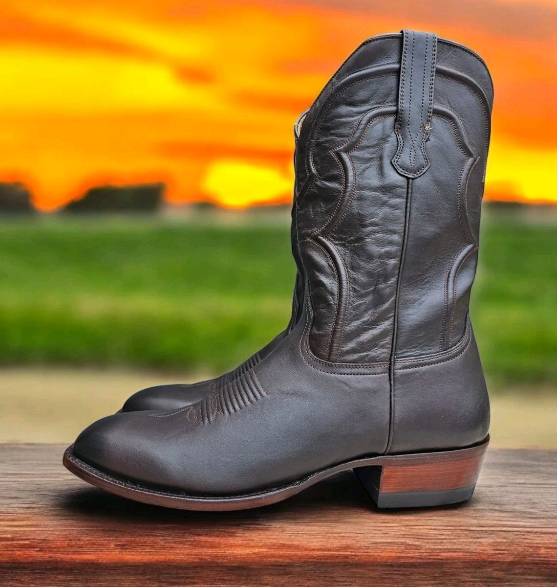 Cuero Handcrafted Black Leather Boots Western Rodeo‎ Cowboy Size 10 D  # C-940 Amazon.com | Western Shops Mens Genuine Leather Cowboy  main image 2
