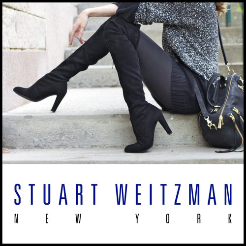 NIB Stuart Weitzman Highland Over-the-Knee Black Suede Leather Boots • 6.5M