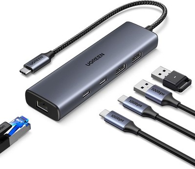 UGREEN 10Gbps USB C Hub Ethernet Adapter 2x USB C 3.2 2x USB A LAN Adapter