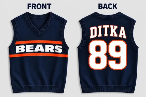 Personalized Mikee Ditkaa Chicago Bears Sweater Vest, Custom Name & Number - product listing photo