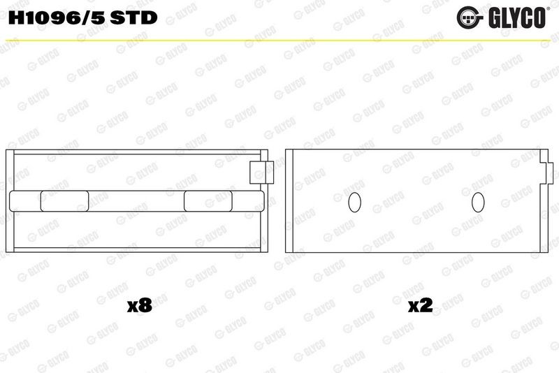 Coussinet de paliers GLYCO H1096/5 STD vilebrequin moteur Alfa Romeo