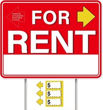 For Rent Signs with Stakes,1 PCS 17" x 13" Double-Sided Signs, H-Metal