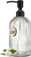 18Oz Simple Glass Soap Dispenser with Black Rust Proof Pump.