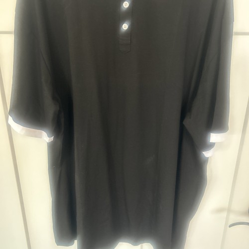 NWT CNROS Men's Short Sleeve 4 Button Black Polo Shirt w/White Accents Size 3XL - Picture 3 of 6