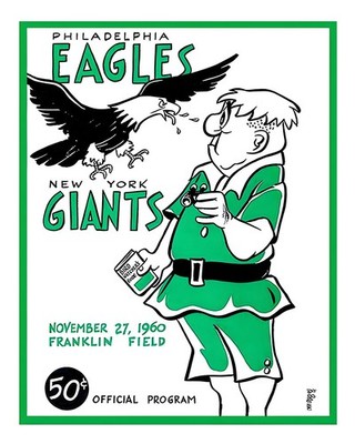 Vintage Sport Wandkunst Eagles gegen Giants 1960 Programm Retro Sports