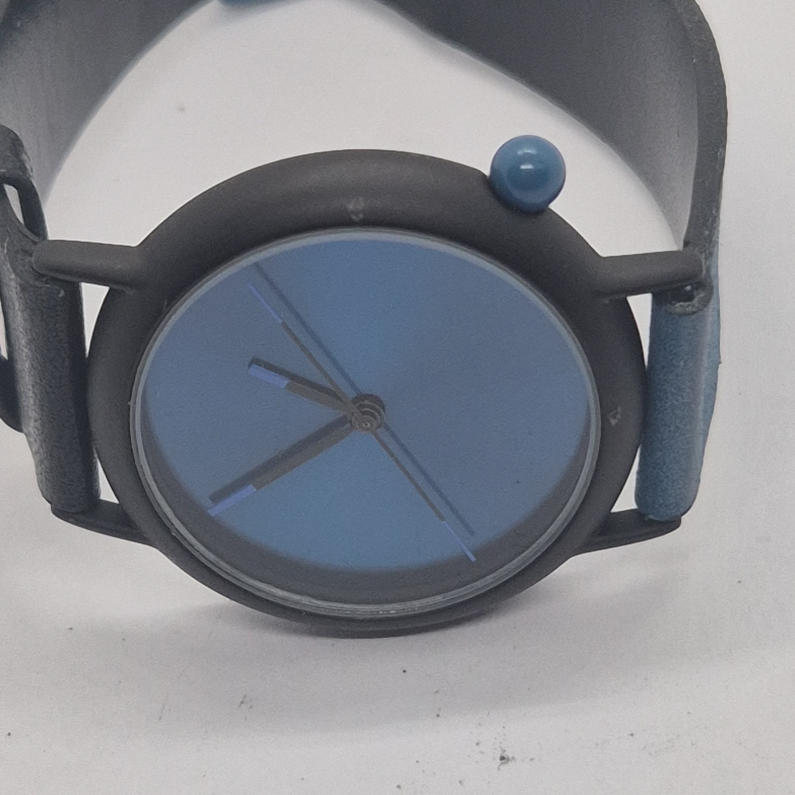Computer 2000 Edition No.1 Quartz Blue Dial Black Case Leather Strap ...