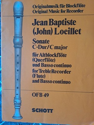Jean Baptiste Loeillet. Sonate C-Dur für Altblockflöte und b.c. Klavierausgabe