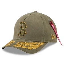 Men's New Era x Alpha Industries  Olive Boston Red Sox A-Frame 9FORTY Adjustable