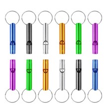 12 Pcs Emergency Whistle Aluminum Extra Loud Survival Whistle with Keychain