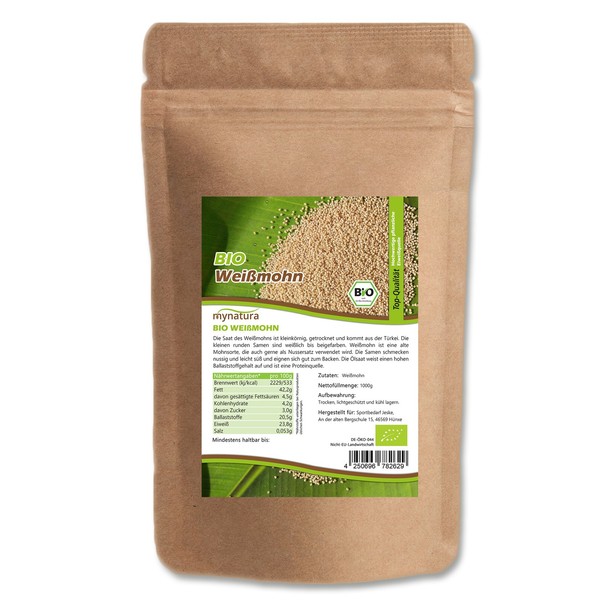 Mynatura Bio WeißMohn 1000G I Mohn Weiß Pflanzlich Kochen Brot Backen Snack-image
