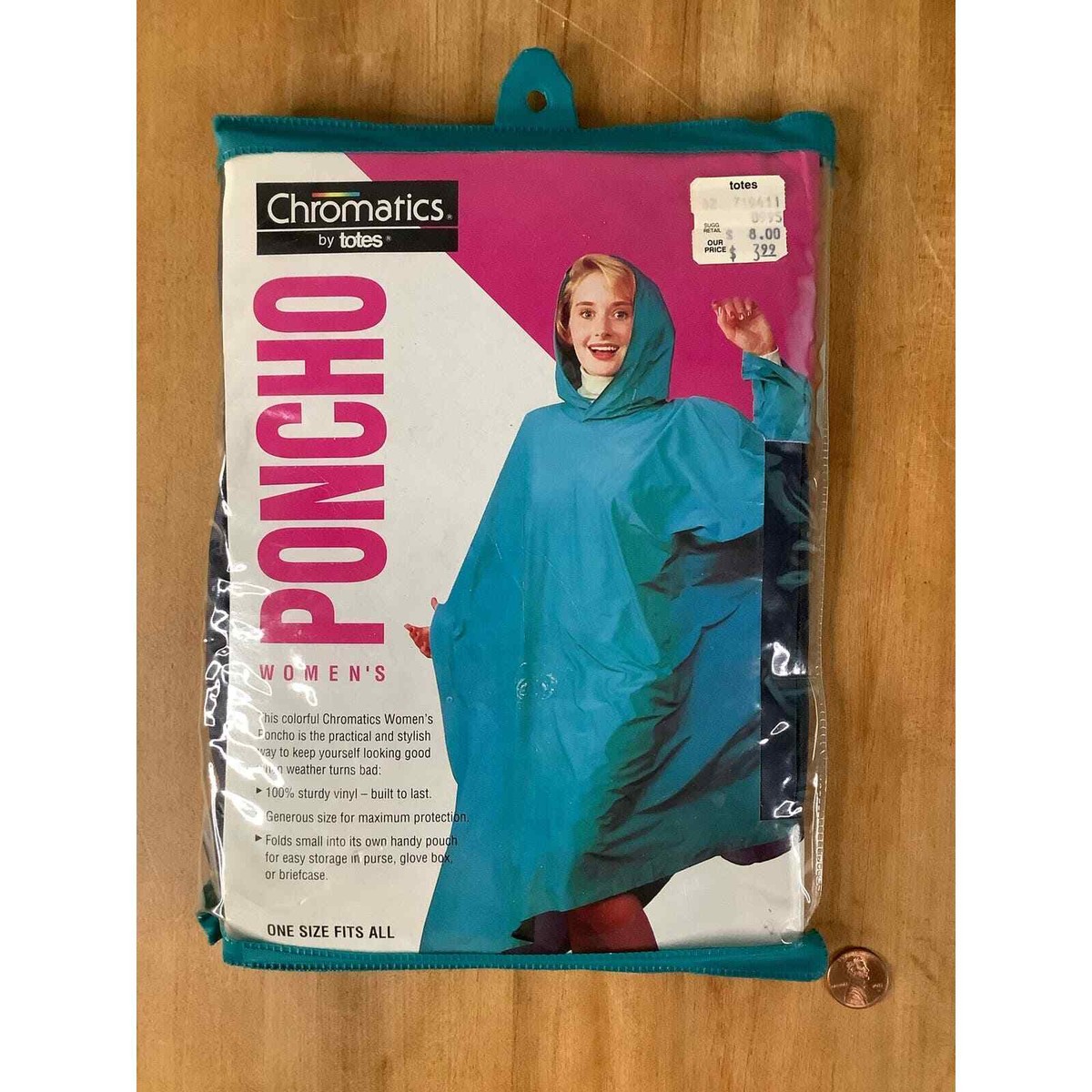 Vintage 1993 Chromatics by Totes Women’s Navy Rain Poncho One Size Fits  All