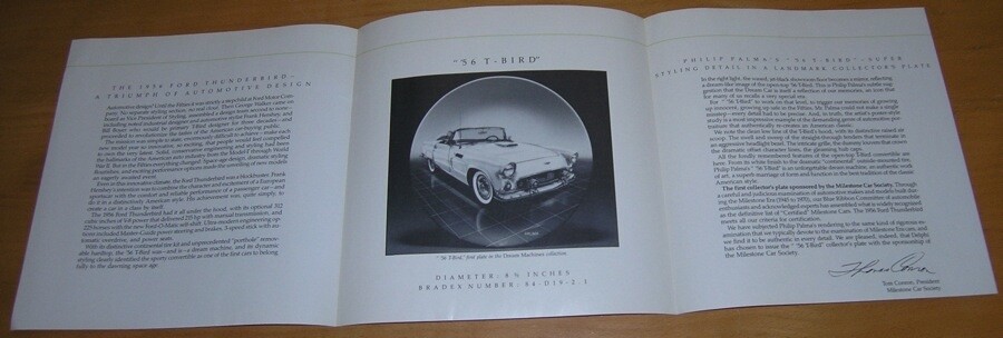1956 T-BIRD Collector Plate '88 Delphi 89 Dream Machine Philip