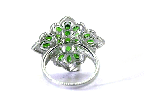 Silver Ring Chrome Diopside Genuine Mined Gems Solid Sterling Size R 1/2 US 9 - Picture 18 of 24