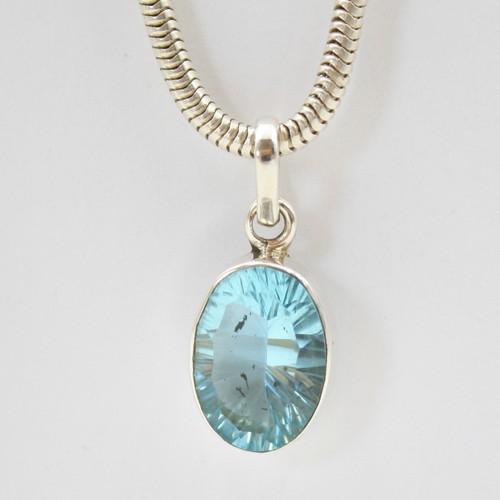 Anhänger Blautopas Silber 925 Kettenanhänger Oval Blau Sterlingsilber 925 fa - Bild 3 von 4