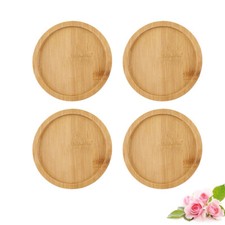 4 Pcs Bamboo Plant Flower Trays Planter Pot Saucer Round Planters Indoor Plants