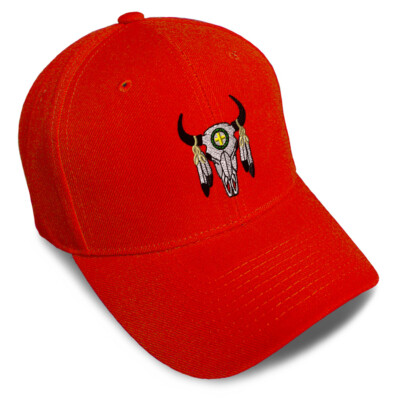Baseball Cap Western Southwest Native American Skull and Feather Acrylic 1 Size