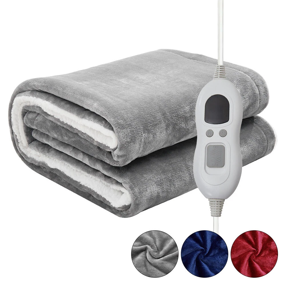 LUXURY ELECTRIC HEATED THROW SOFT FLEECE WASHABLE OVER BLANKET TIMER SINGLE  WARM | eBay