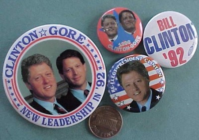 1992 Bill Clinton Al Gore for President 4 pin set w/two jugates Akron ...