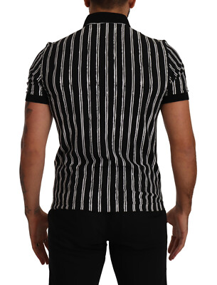 Tシャツ・カットソー Dolce & Gabbana T-SHIRT WITH STRIPE PATTERN DOLCE & GABBANA T-shirt Black White Striped Polo Short