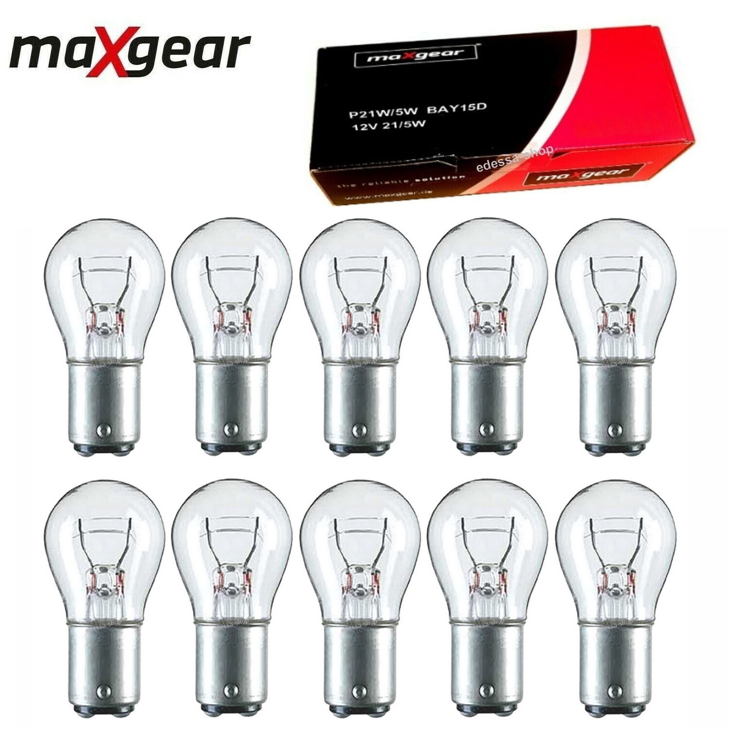 10x MAXGEAR BAY15d 12V P21/5W Kugellampe Blinker Brems Rückfahr  