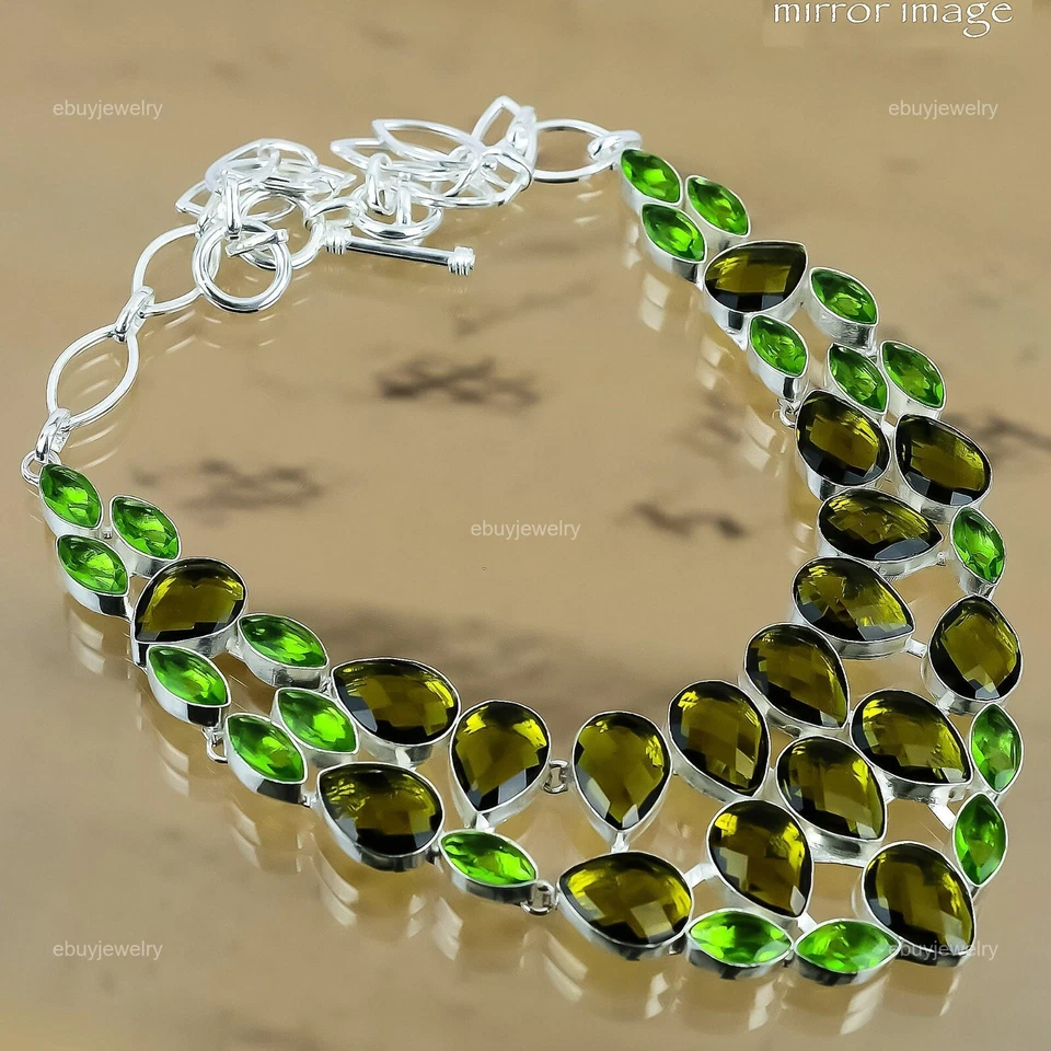 Regalo Para Ella Collar Ajustable Cadena Granate Grosular Natural Plata 925 Foto 3 de 4