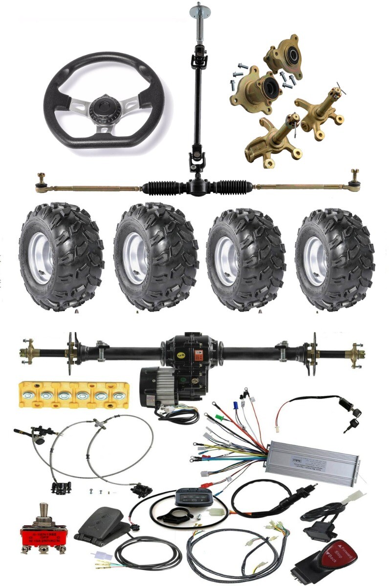 Go Kart Rear Axle Kit Differential Motor Wheels Battery For Go Cart ...